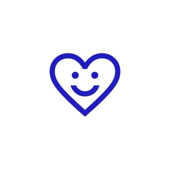 Blue heart icon with smile